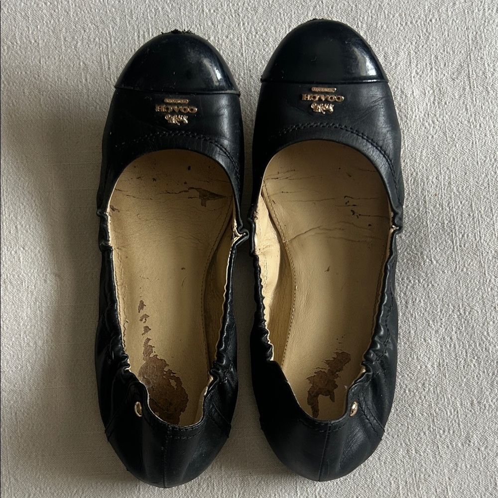 Coach Black Leather Flats